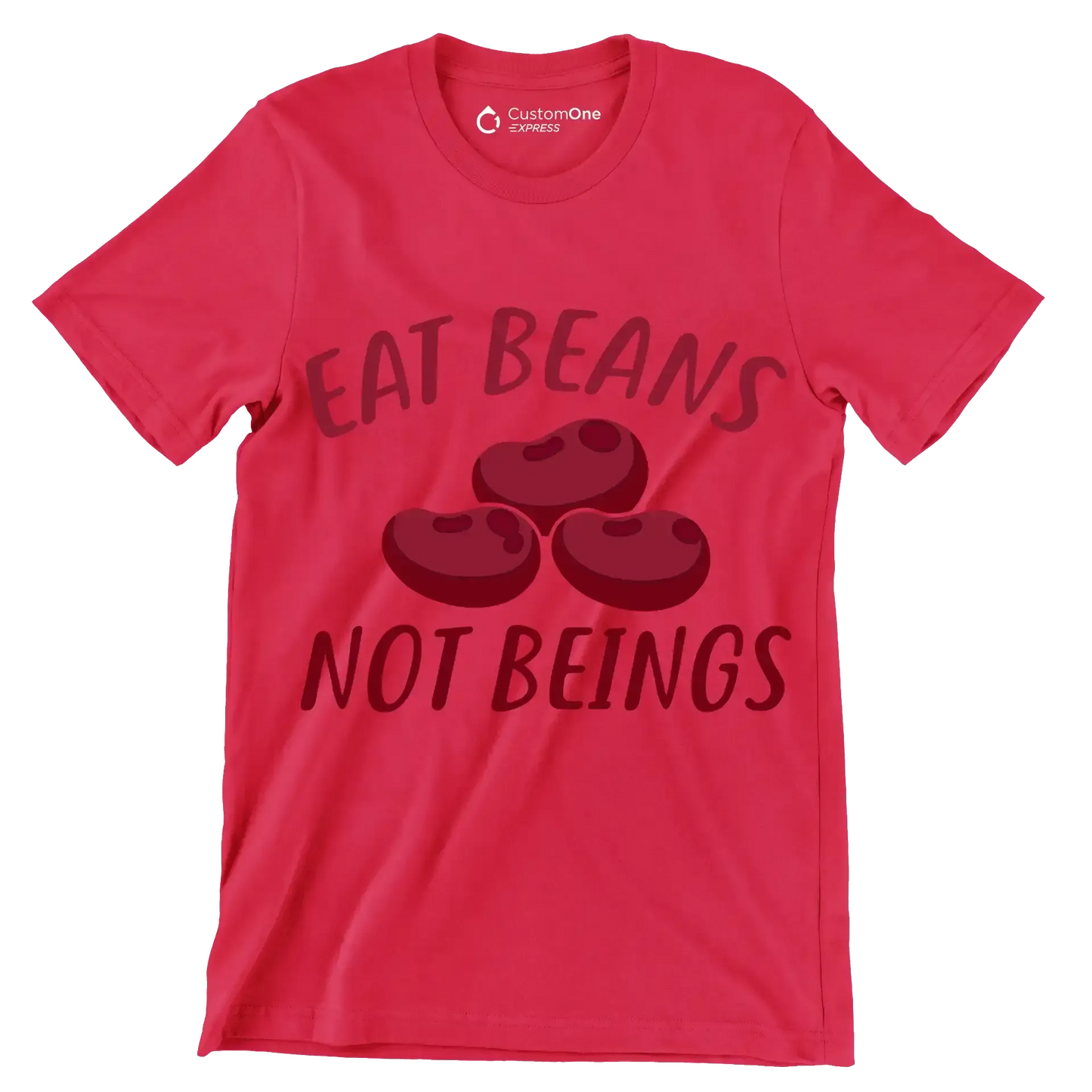 Eat beans not beings - Vegan Themed T-Shirt-Red-S-Custom One Express