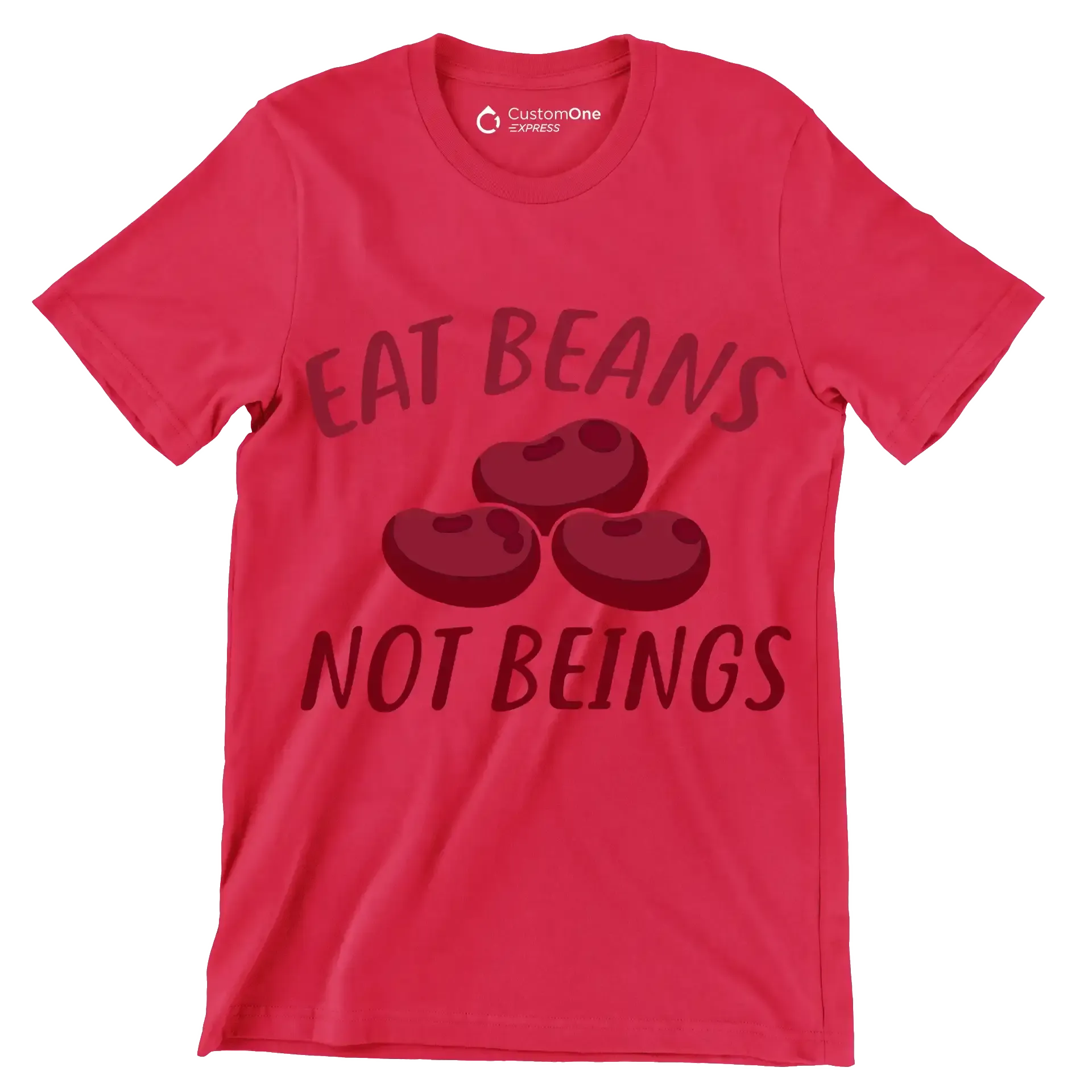 Eat beans not beings - Vegan Themed T-Shirt-Red-S-Custom One Express