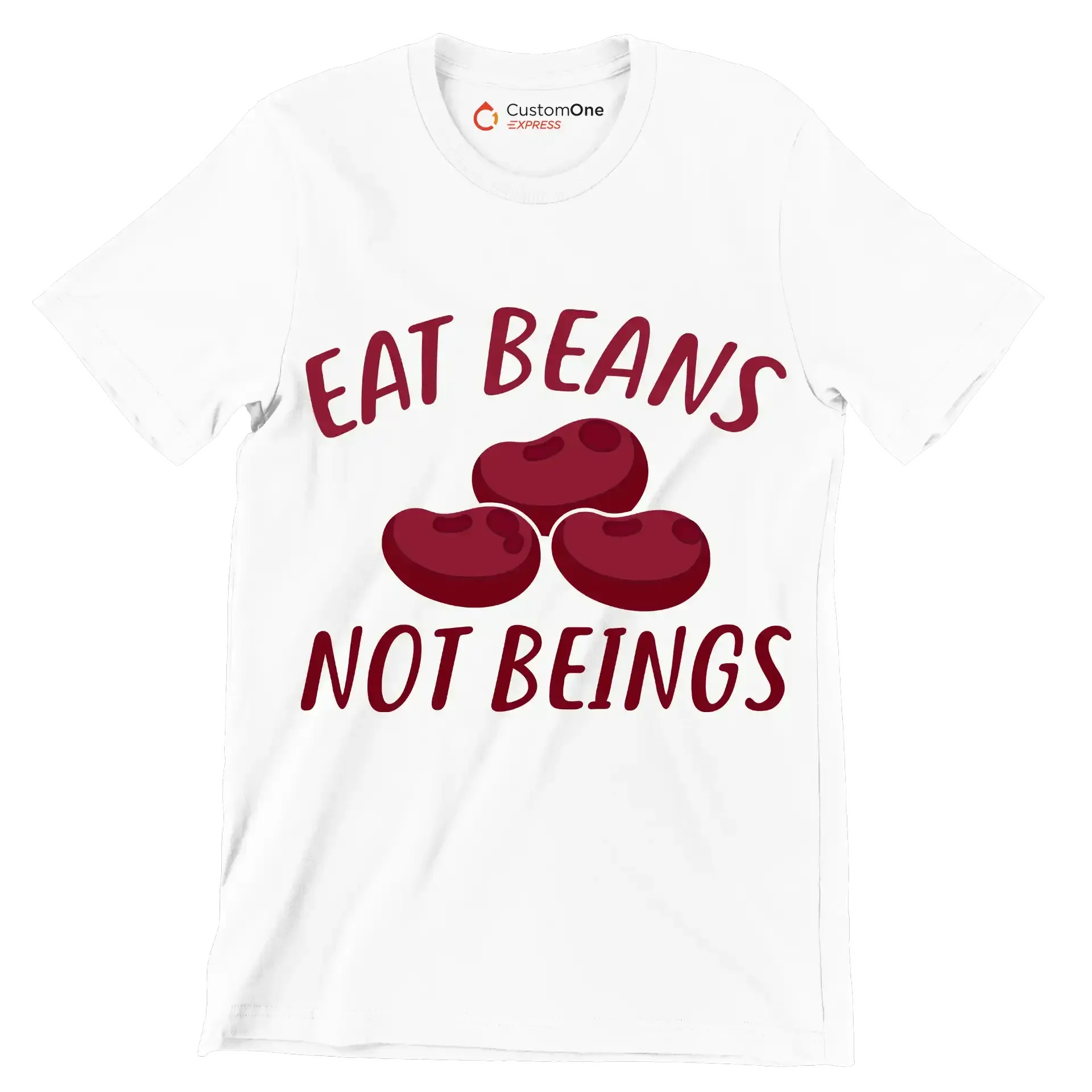Eat beans not beings - Vegan Themed T-Shirt-White-S-Custom One Express