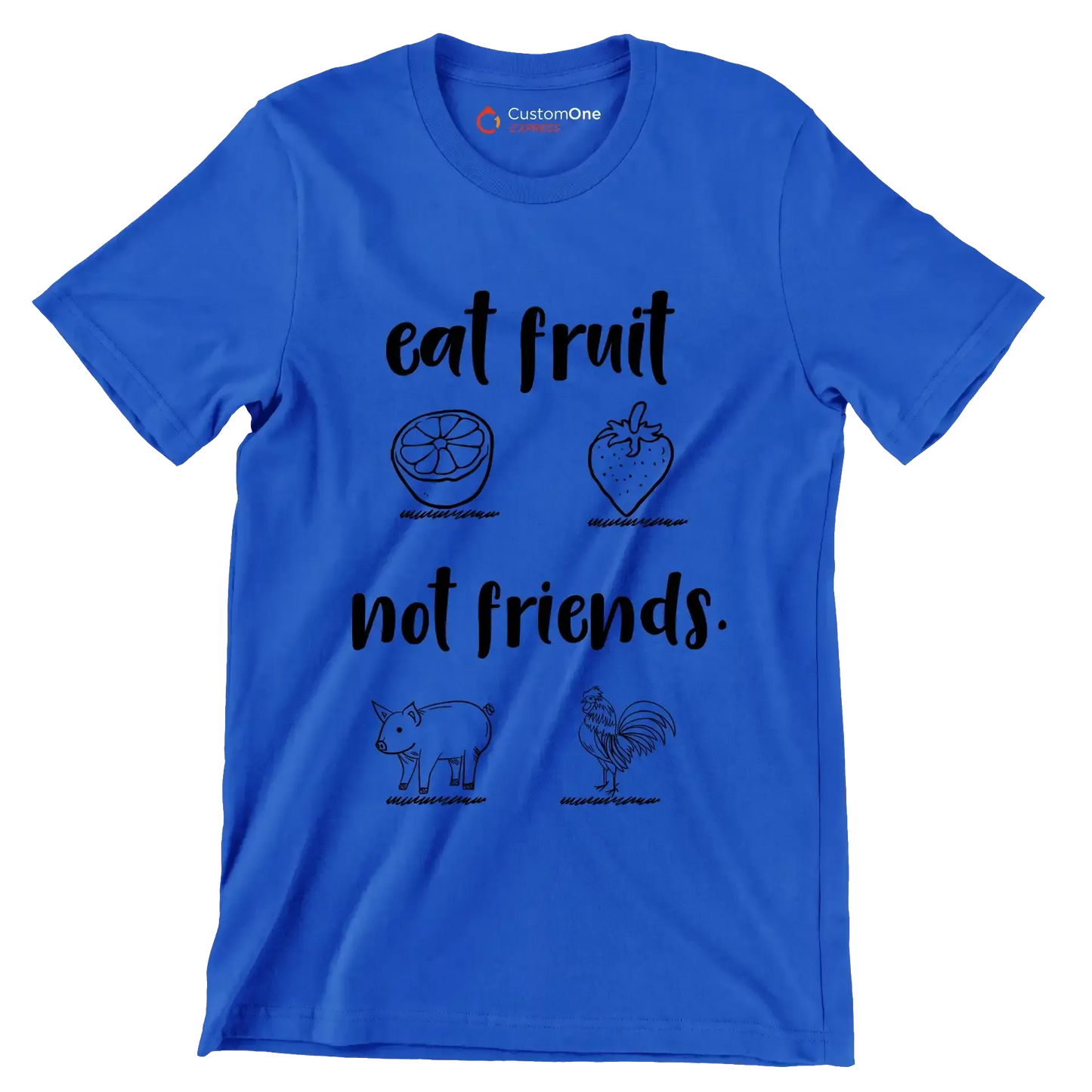 Eat fruit not friends - Vegan Themed T-Shirt-Blue-S-Custom One Express