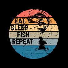 Eat sleep fish repeat - Fishing Themed T-Shirt-Black-S-Custom One Express