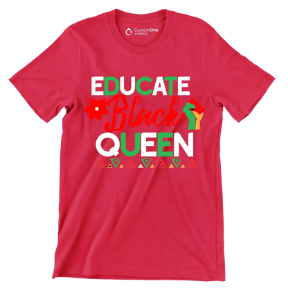 Educate black queen - Martin Luther King T-Shirt-Red-S-Custom One Express
