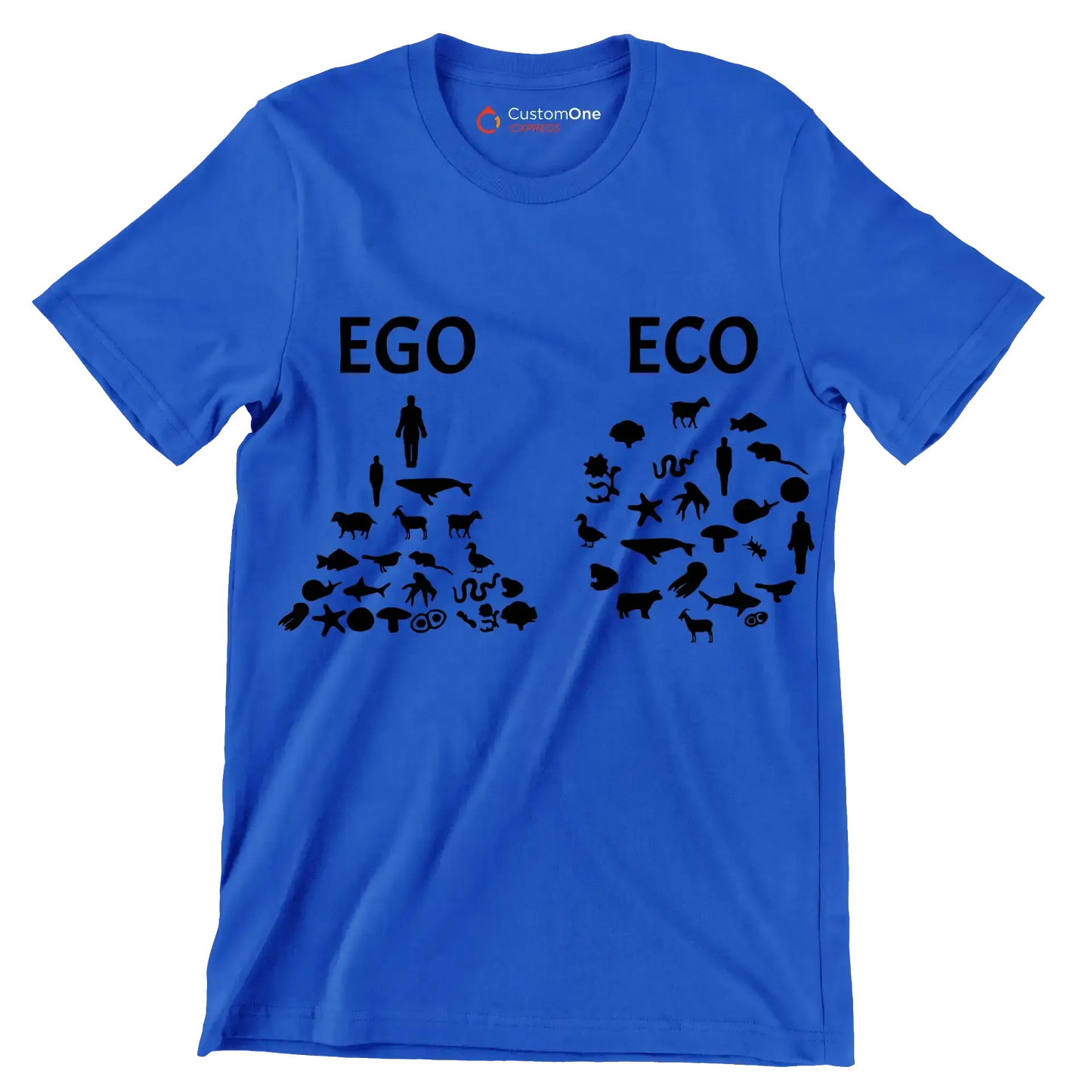 Ego Eco - Vegan Themed T-Shirt-Blue-S-Custom One Express