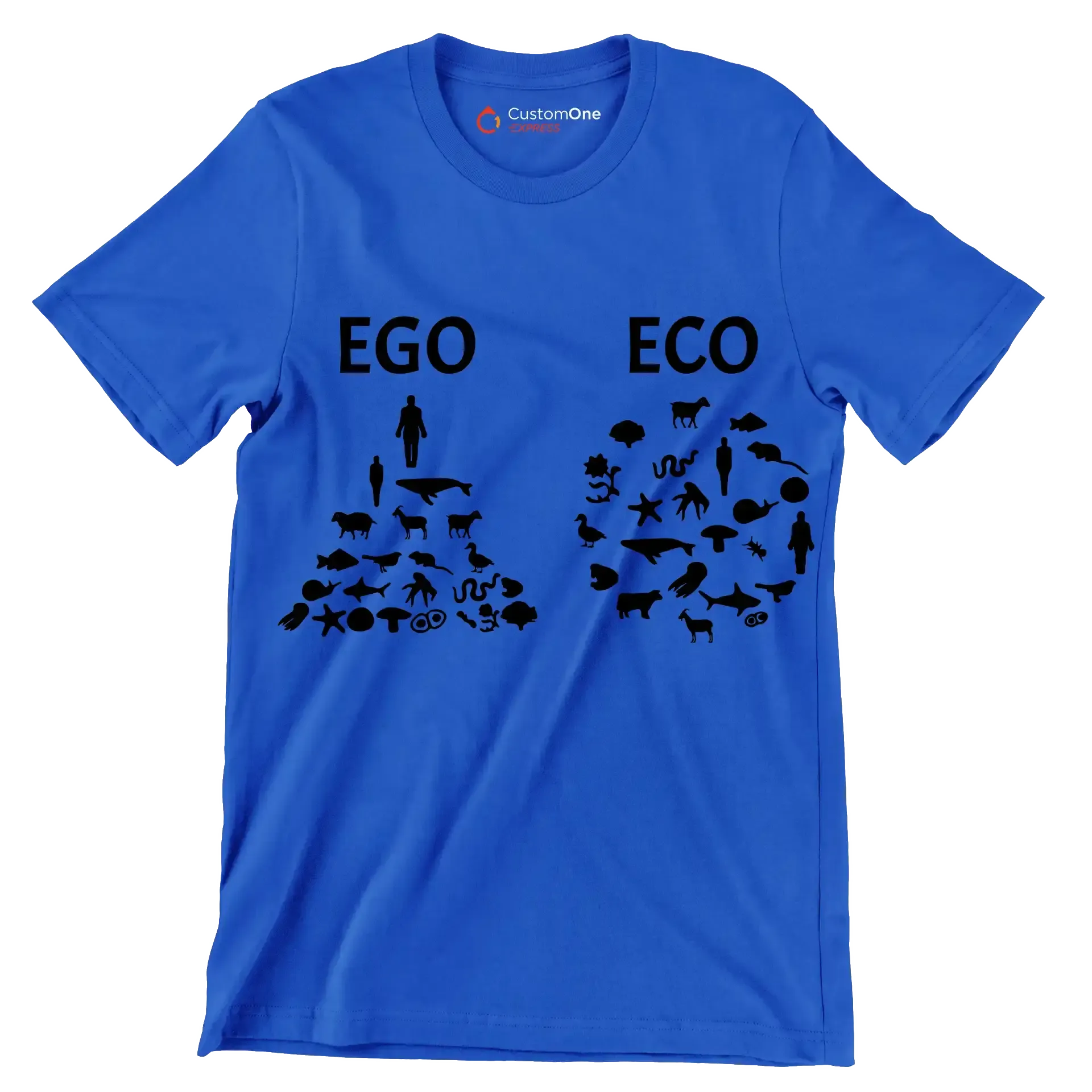 Ego Eco - Vegan Themed T-Shirt-Blue-S-Custom One Express