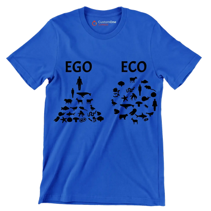 Ego Eco - Vegan Themed T-Shirt-Blue-S-Custom One Express