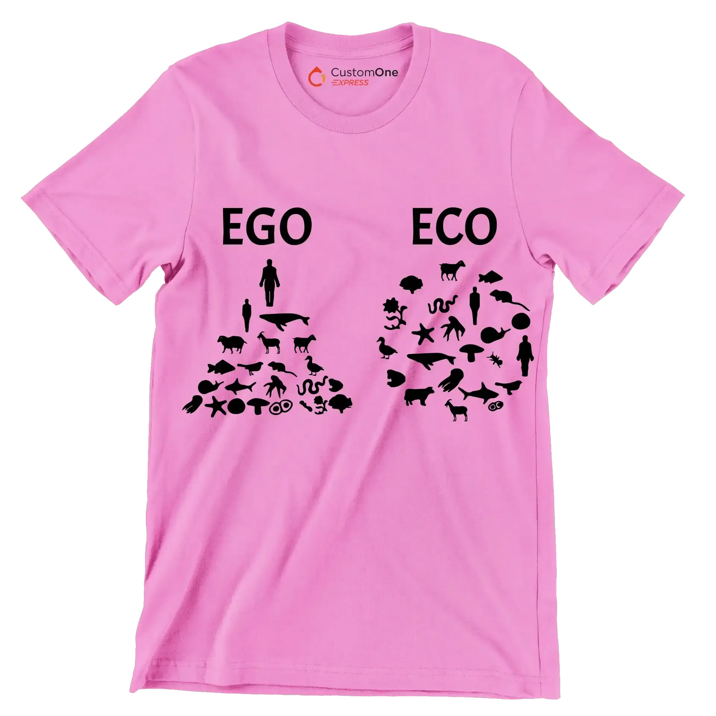 Ego Eco - Vegan Themed T-Shirt-Pink-S-Custom One Express