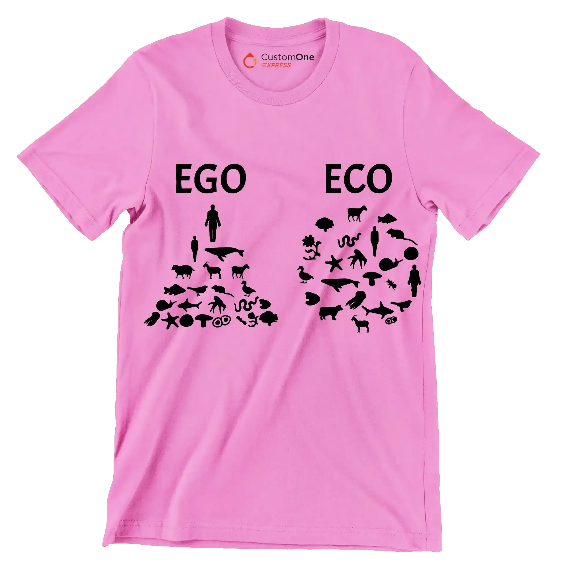 Ego Eco - Vegan Themed T-Shirt-Pink-S-Custom One Express
