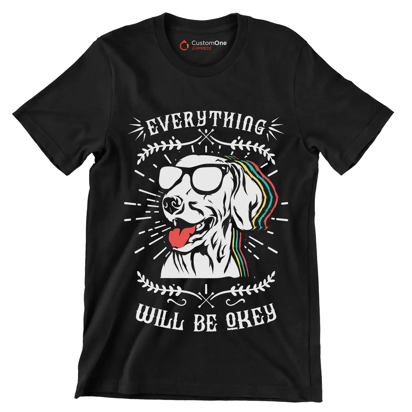 Everything will be okay - Dog Themed T-Shirt-Black-S-Custom One Express