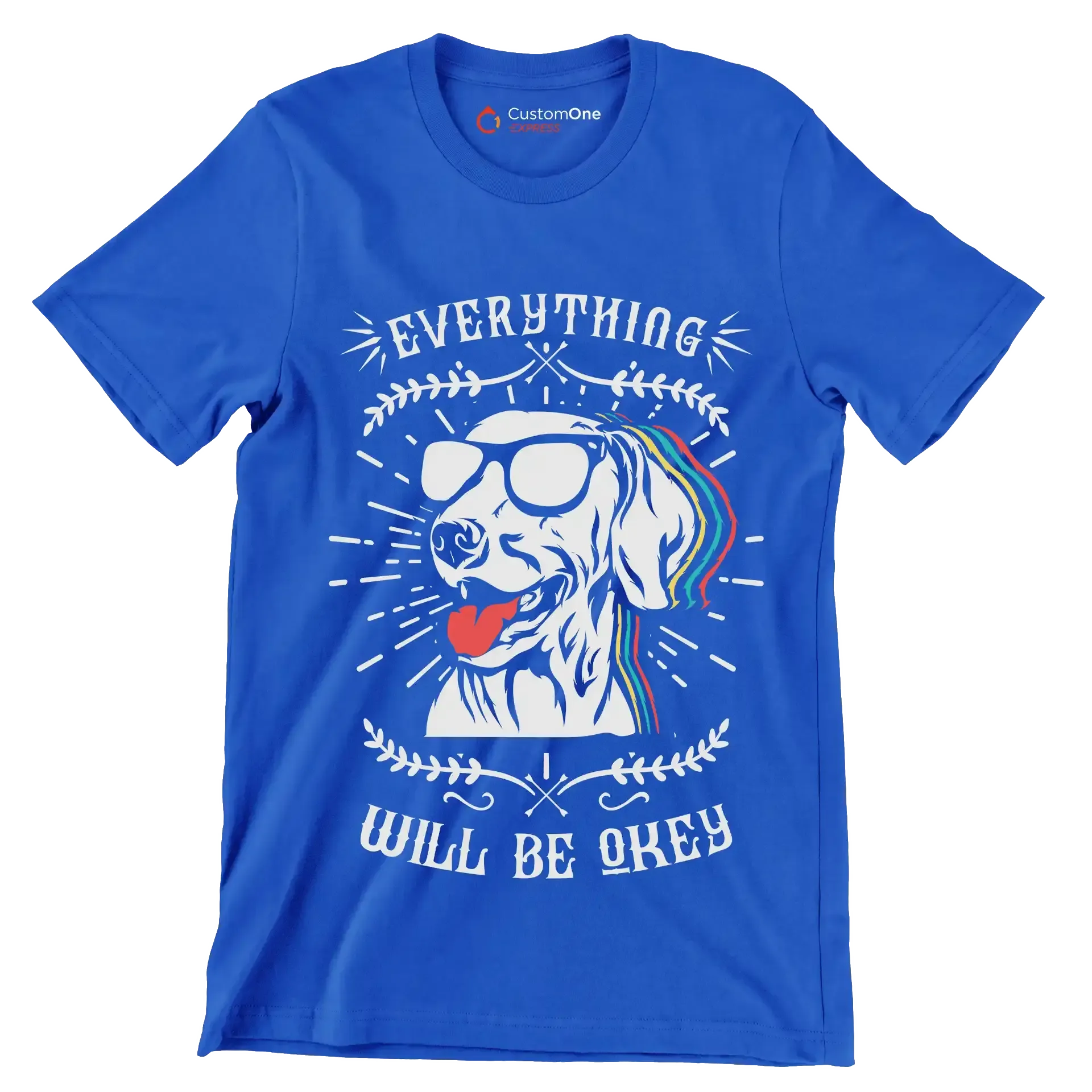 Everything will be okay - Dog Themed T-Shirt-Blue-S-Custom One Express