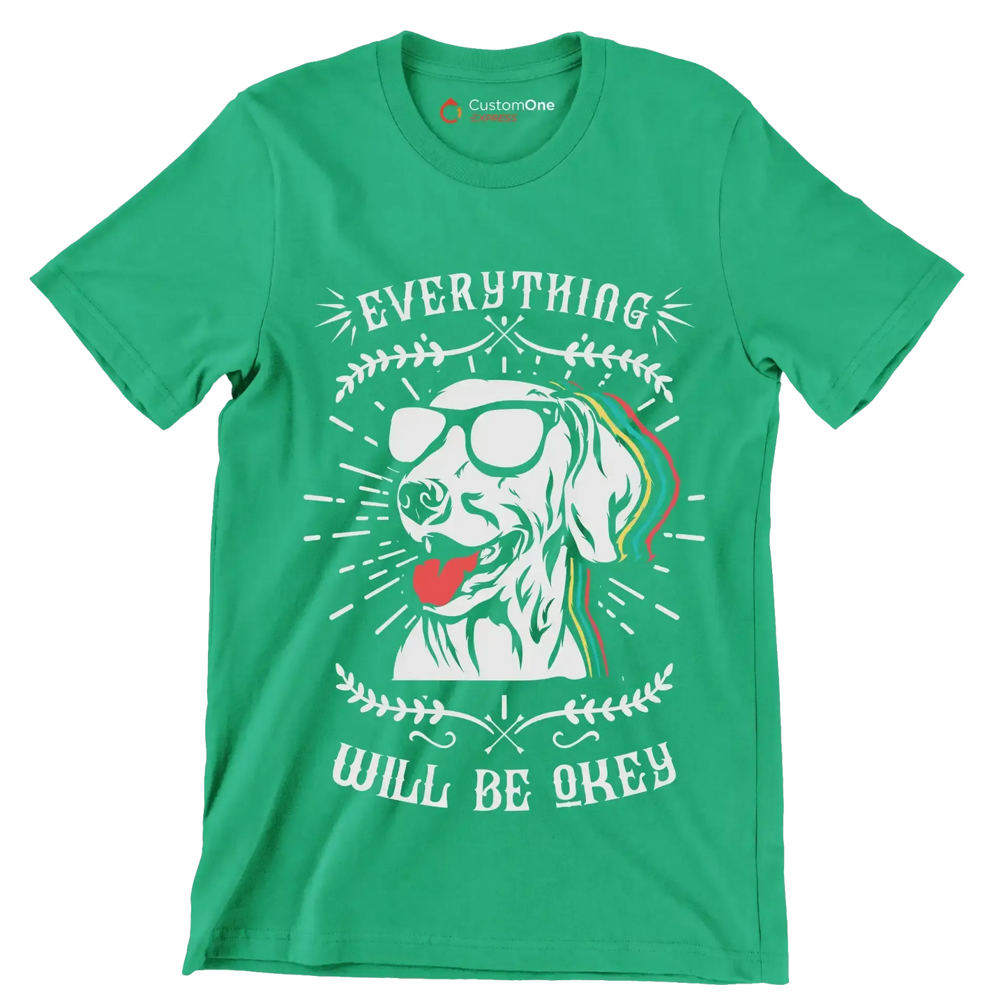 Everything will be okay - Dog Themed T-Shirt-Green-S-Custom One Express