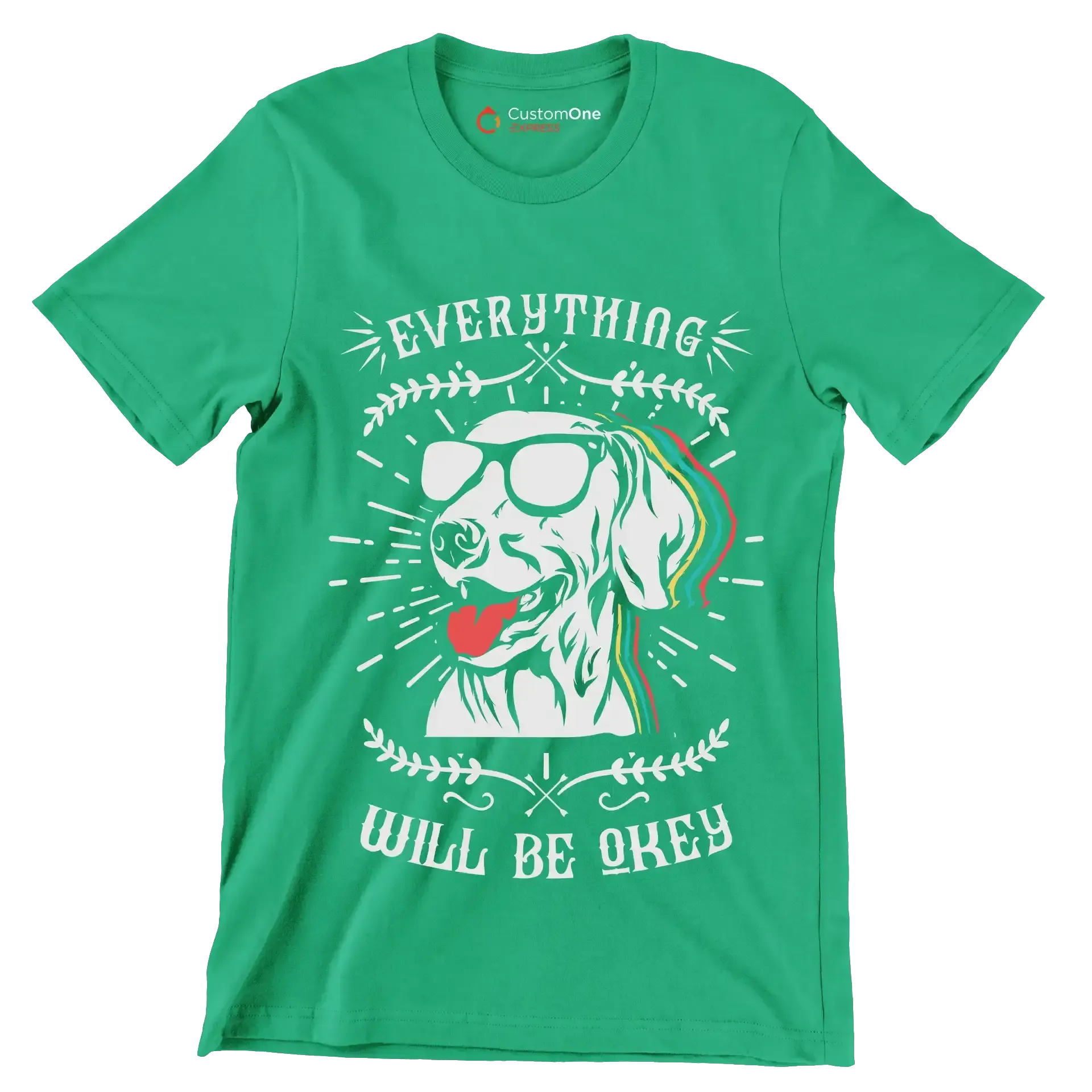 Everything will be okay - Dog Themed T-Shirt-Green-S-Custom One Express