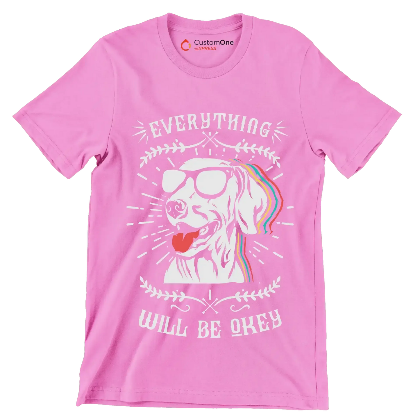 Everything will be okay - Dog Themed T-Shirt-Pink-S-Custom One Express