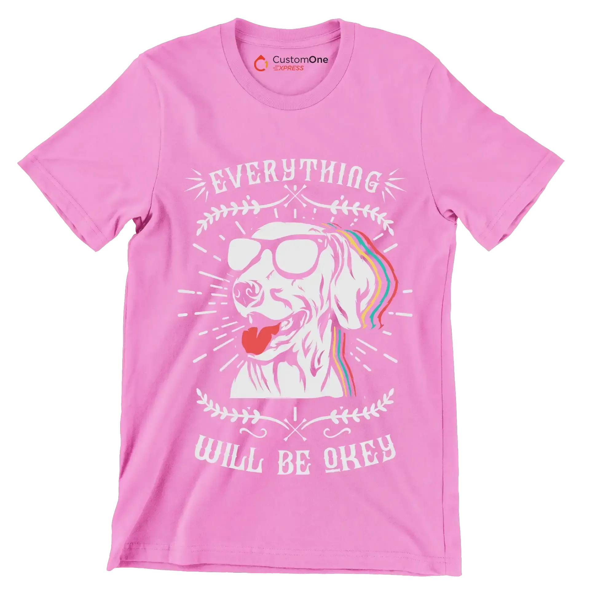 Everything will be okay - Dog Themed T-Shirt-Pink-S-Custom One Express