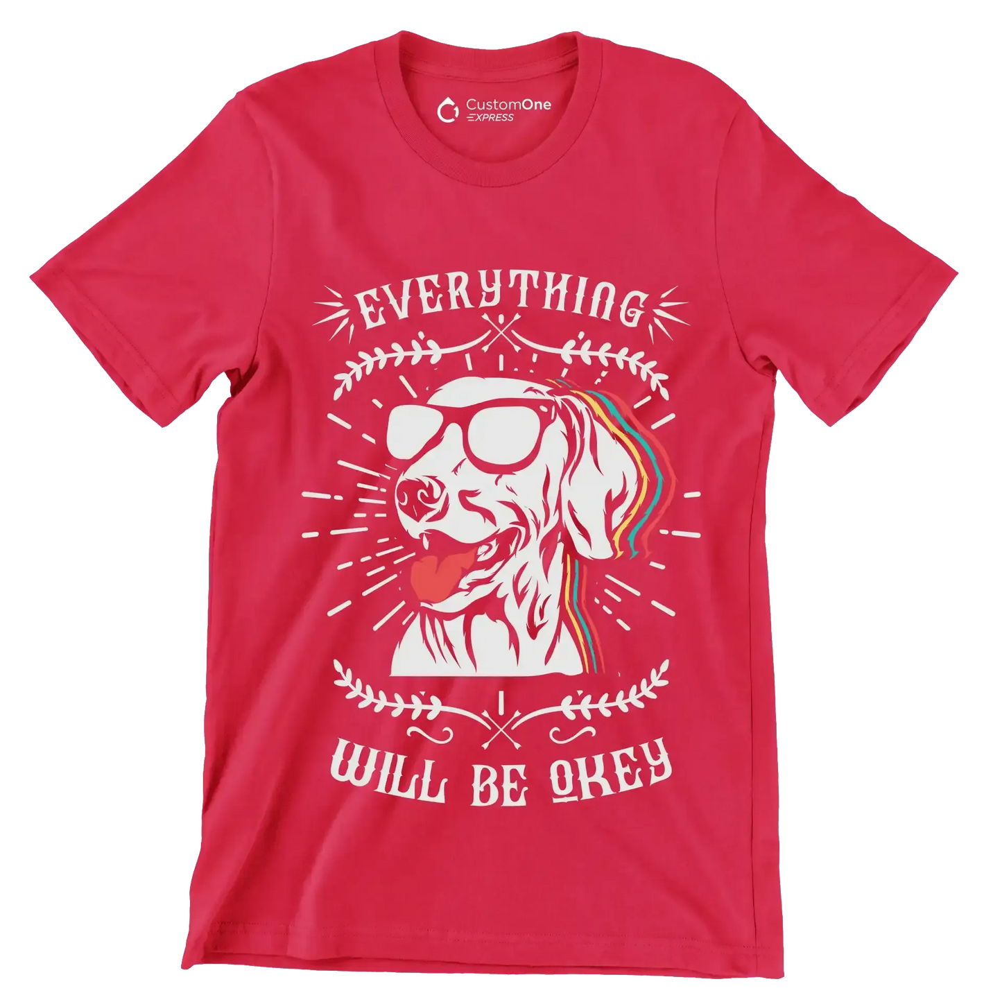 Everything will be okay - Dog Themed T-Shirt-Red-S-Custom One Express