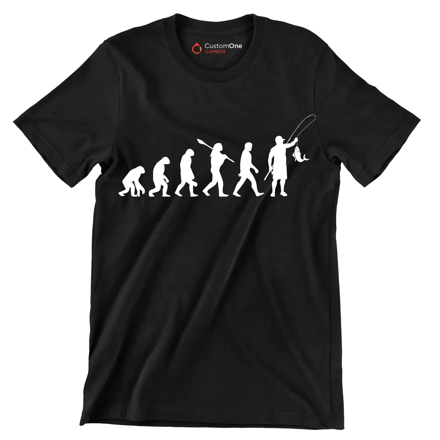 Evolution of Angling - Fishing Themed T-Shirt-Black-S-Custom One Express