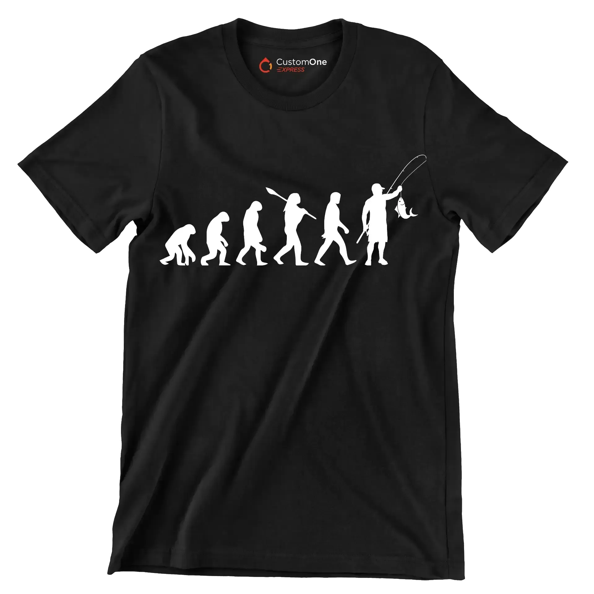 Evolution of Angling - Fishing Themed T-Shirt-Black-S-Custom One Express