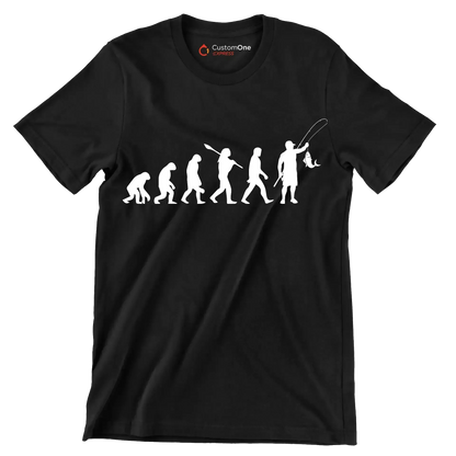 Evolution of Angling - Fishing Themed T-Shirt-Black-S-Custom One Express