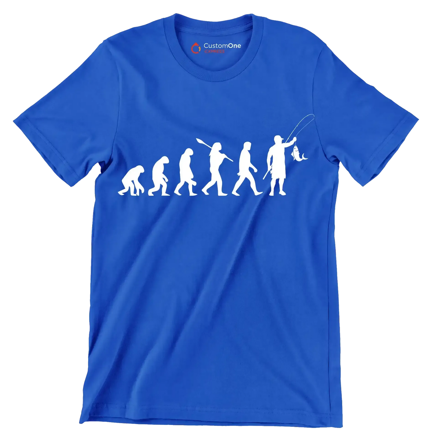 Evolution of Angling - Fishing Themed T-Shirt-Blue-S-Custom One Express
