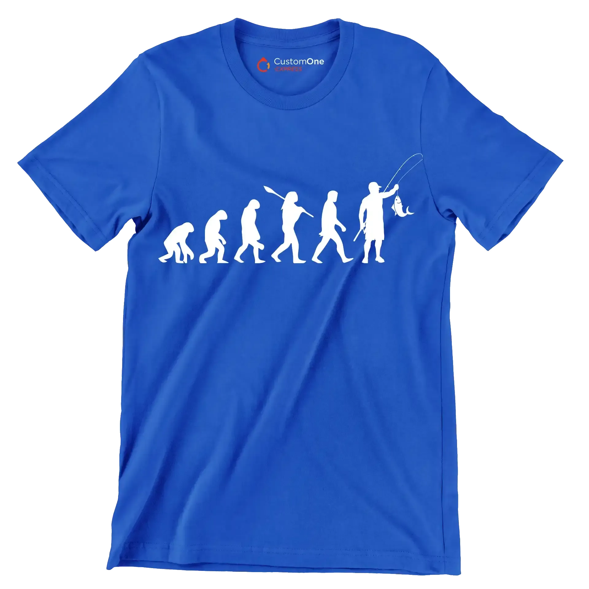 Evolution of Angling - Fishing Themed T-Shirt-Blue-S-Custom One Express