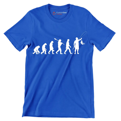 Evolution of Angling - Fishing Themed T-Shirt-Blue-S-Custom One Express