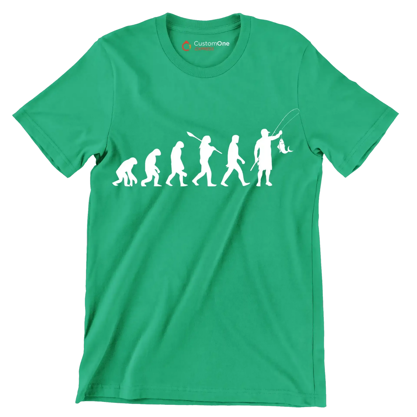 Evolution of Angling - Fishing Themed T-Shirt-Green-S-Custom One Express