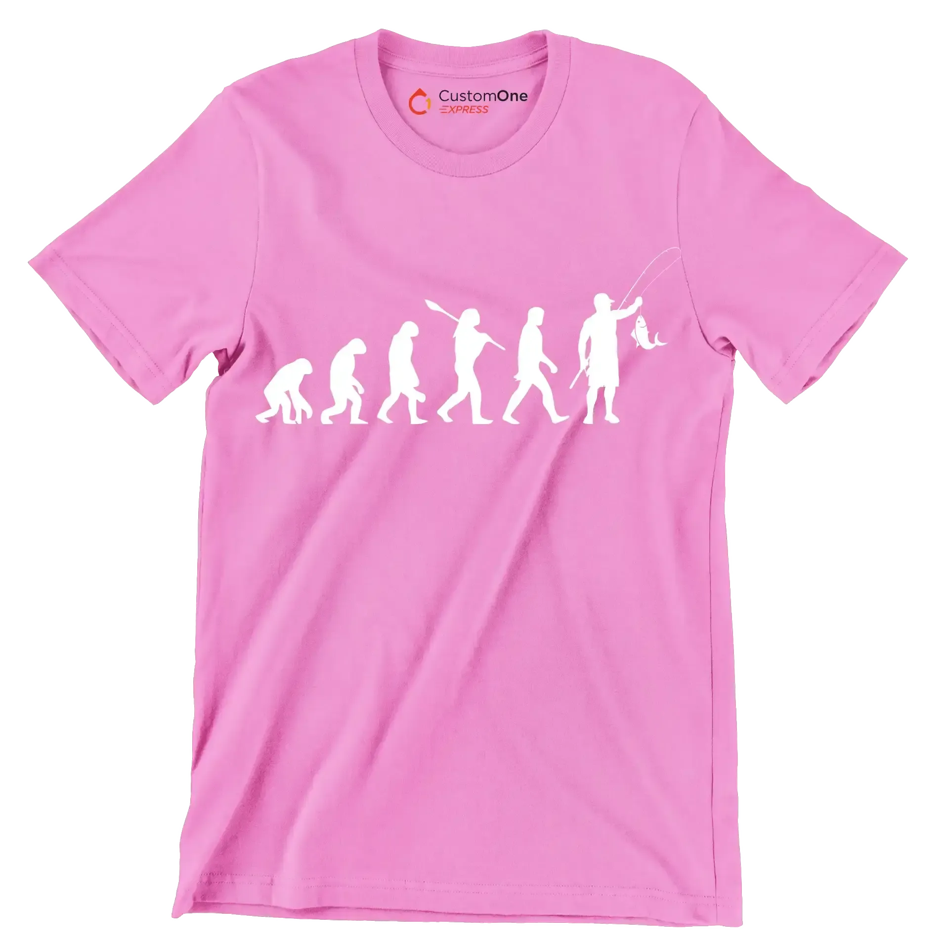Evolution of Angling - Fishing Themed T-Shirt-Pink-S-Custom One Express