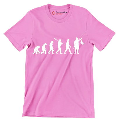 Evolution of Angling - Fishing Themed T-Shirt-Pink-S-Custom One Express