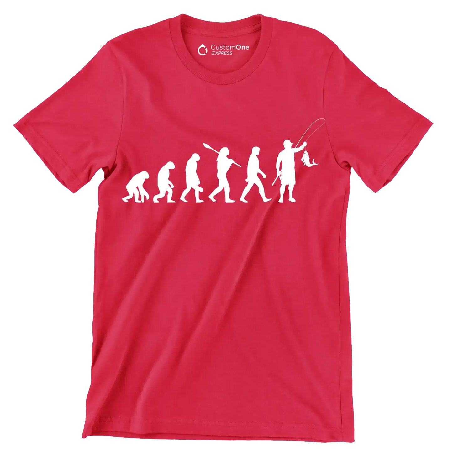 Evolution of Angling - Fishing Themed T-Shirt-Red-S-Custom One Express