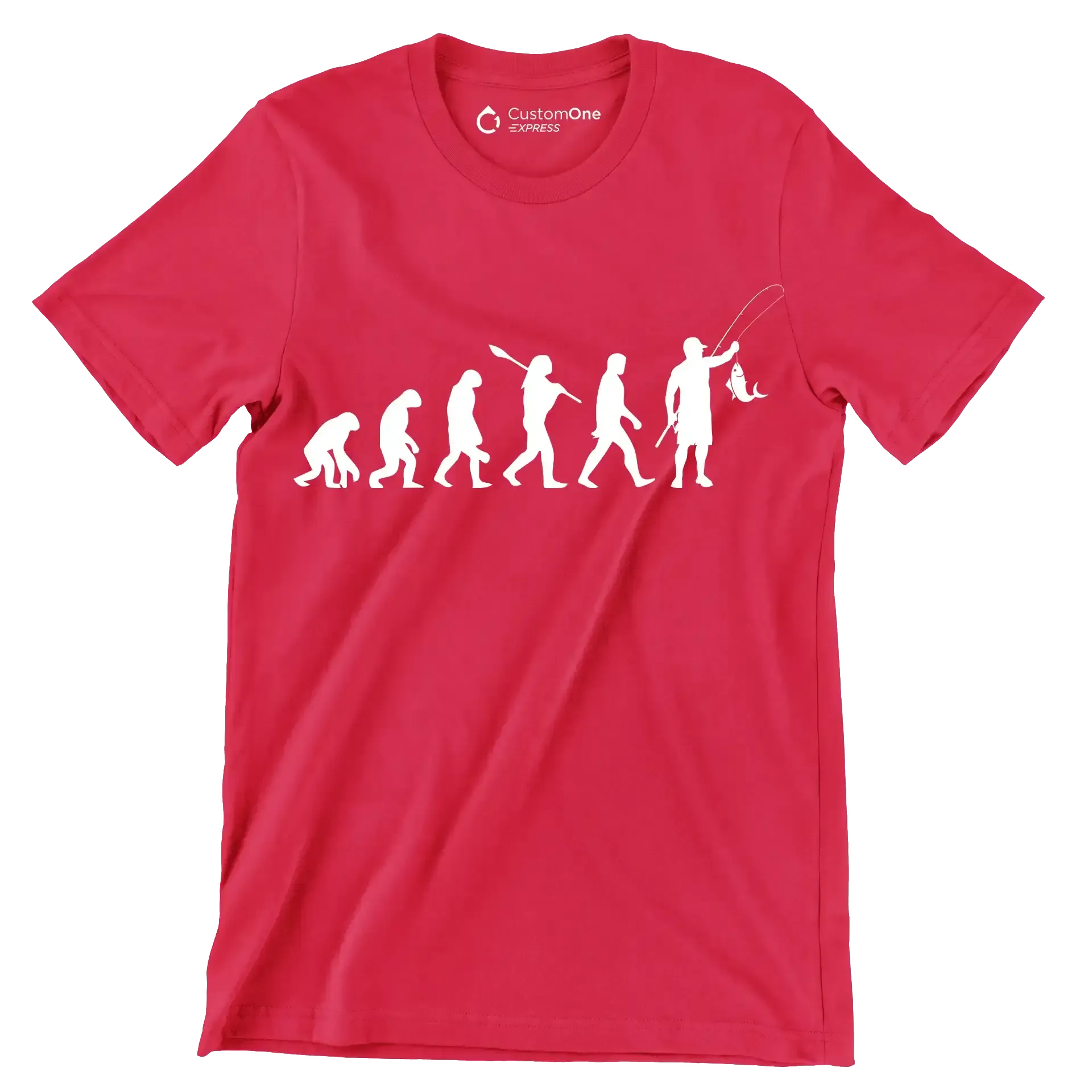 Evolution of Angling - Fishing Themed T-Shirt-Red-S-Custom One Express