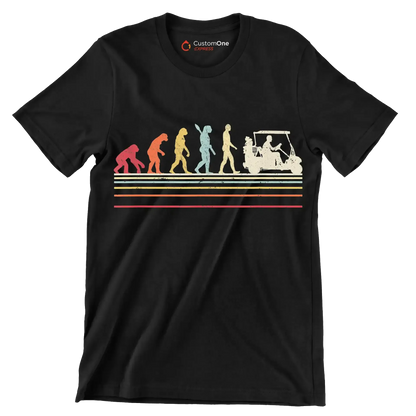 Evolution of Golf Cart Riders - Golf Themed T-Shirt-Black-S-Custom One Express