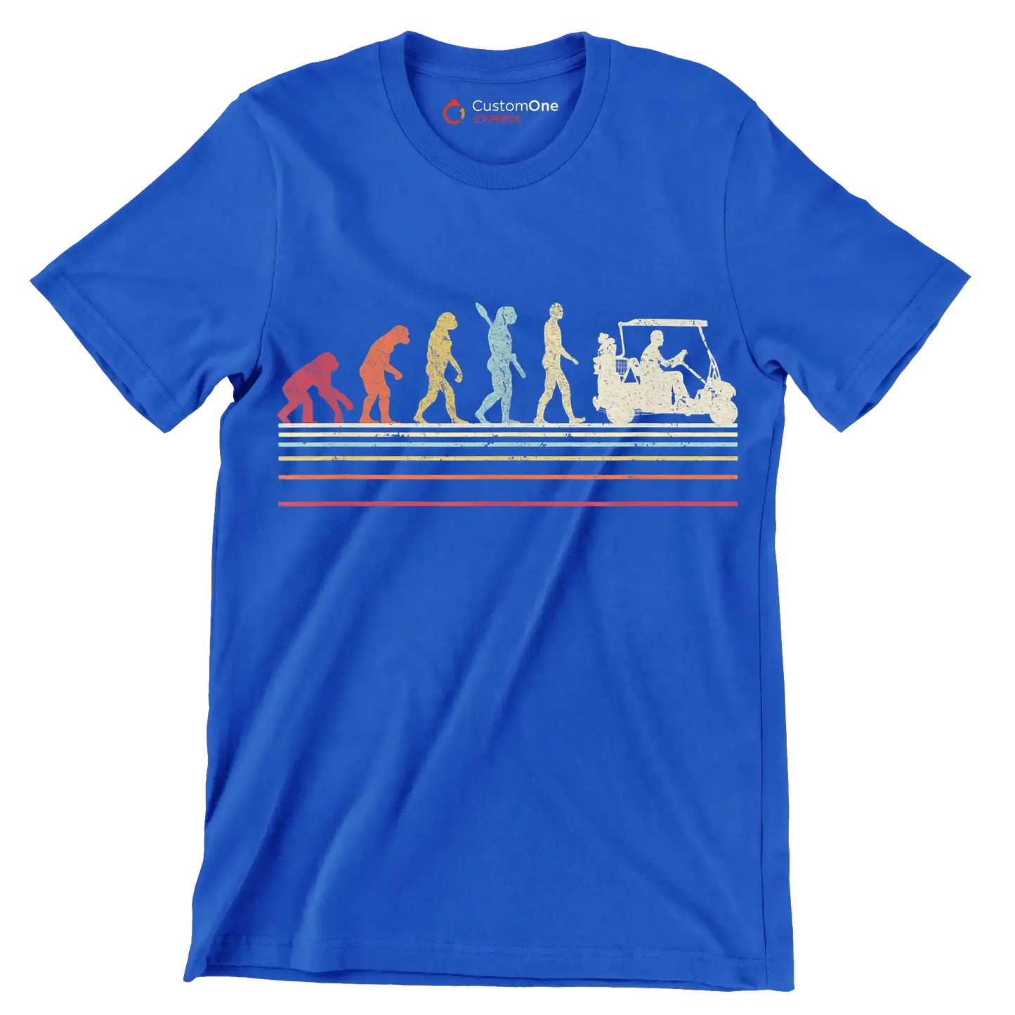 Evolution of Golf Cart Riders - Golf Themed T-Shirt-Blue-S-Custom One Express