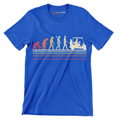 Evolution of Golf Cart Riders - Golf Themed T-Shirt-Blue-S-Custom One Express