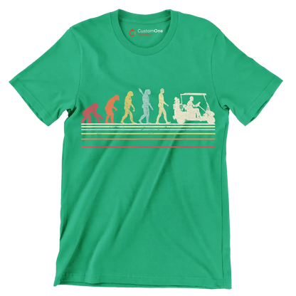 Evolution of Golf Cart Riders - Golf Themed T-Shirt-Green-S-Custom One Express