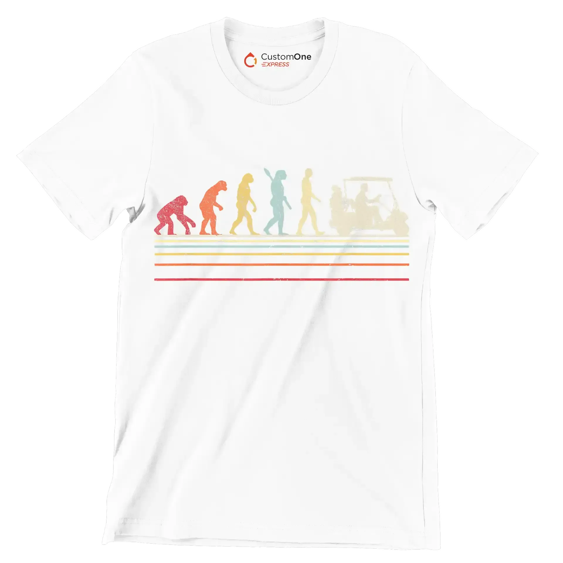 Evolution of Golf Cart Riders - Golf Themed T-Shirt-White-S-Custom One Express