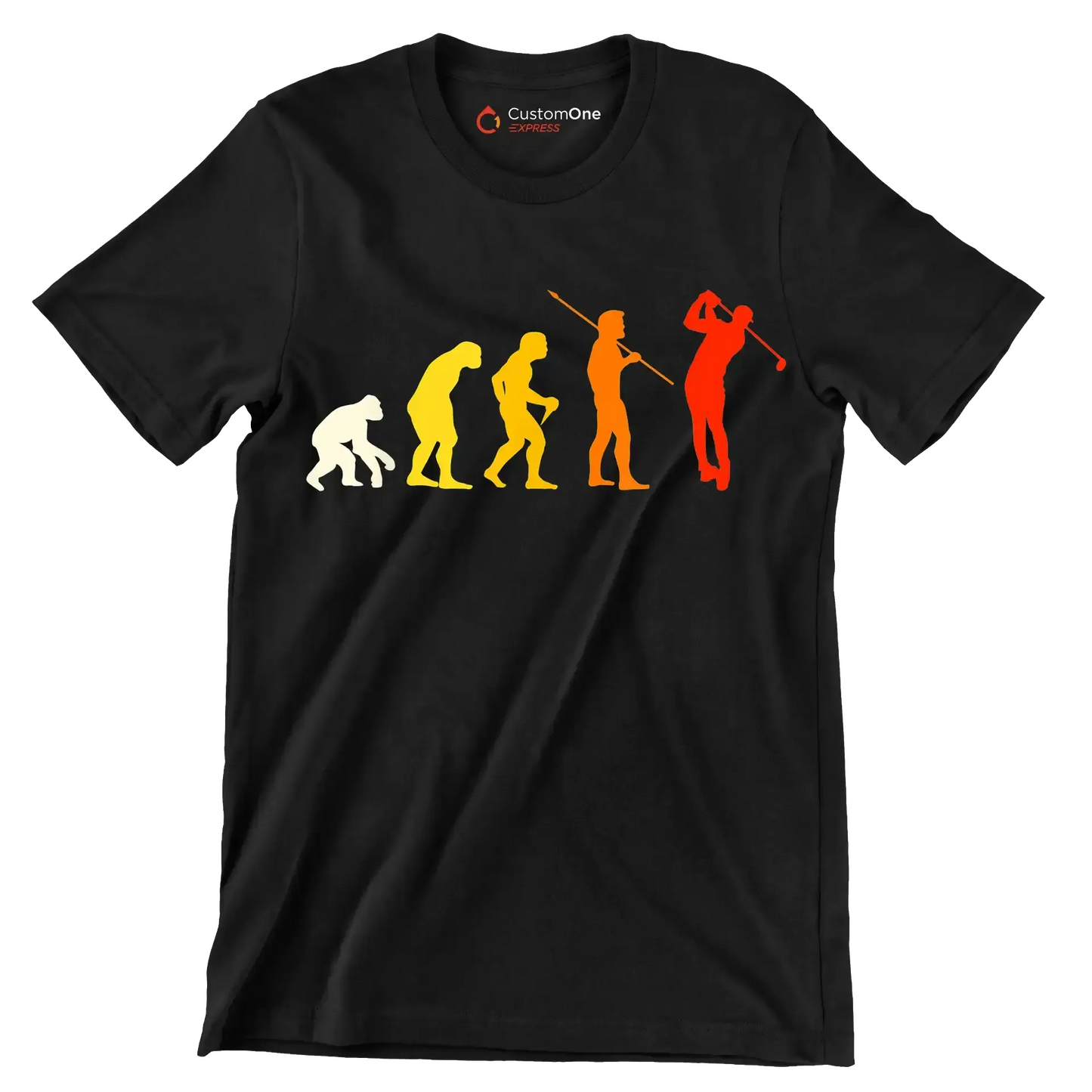Evolution of the Golfer - Golf Themed T-Shirt-Black-S-Custom One Express
