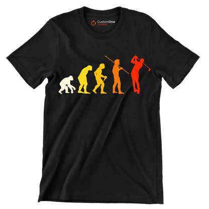 Evolution of the Golfer - Golf Themed T-Shirt-Black-S-Custom One Express