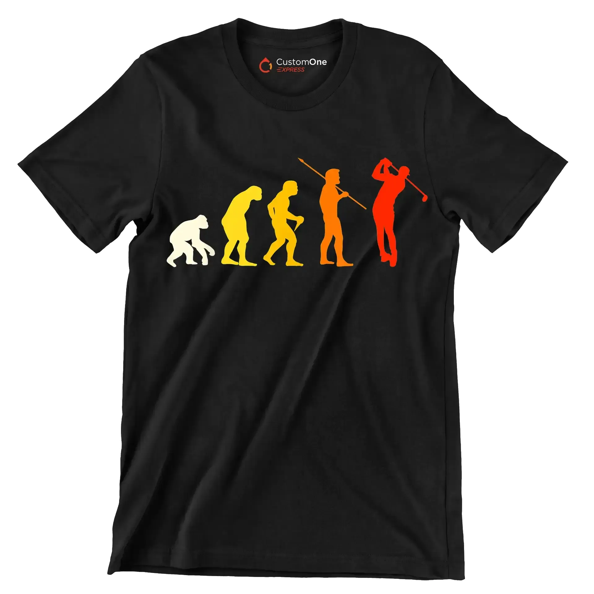 Evolution of the Golfer - Golf Themed T-Shirt-Black-S-Custom One Express