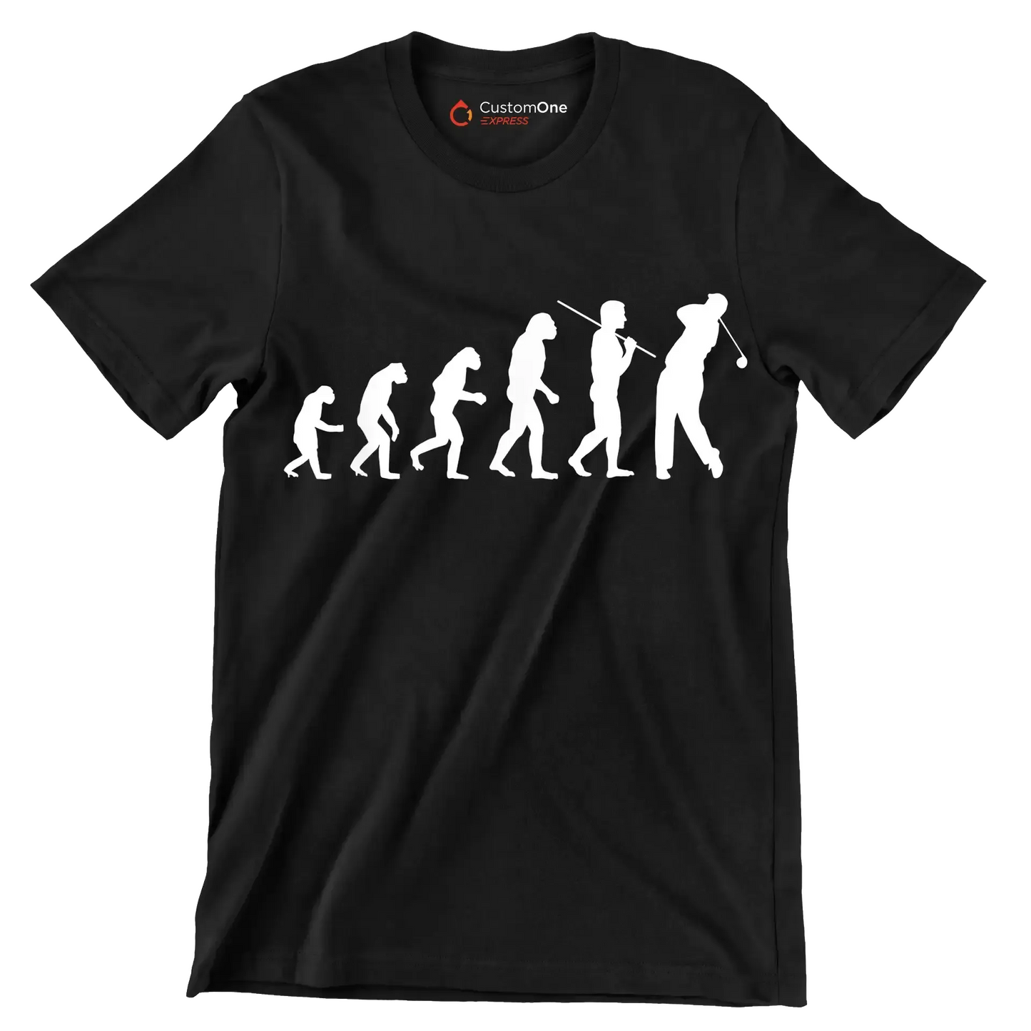 Evolution of the Golfer - Golf Themed T-Shirt-Black-S-Custom One Express
