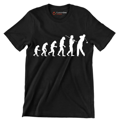 Evolution of the Golfer - Golf Themed T-Shirt-Black-S-Custom One Express