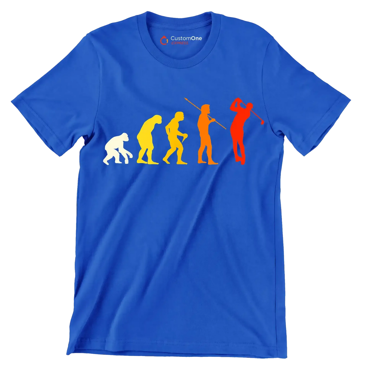 Evolution of the Golfer - Golf Themed T-Shirt-Blue-S-Custom One Express