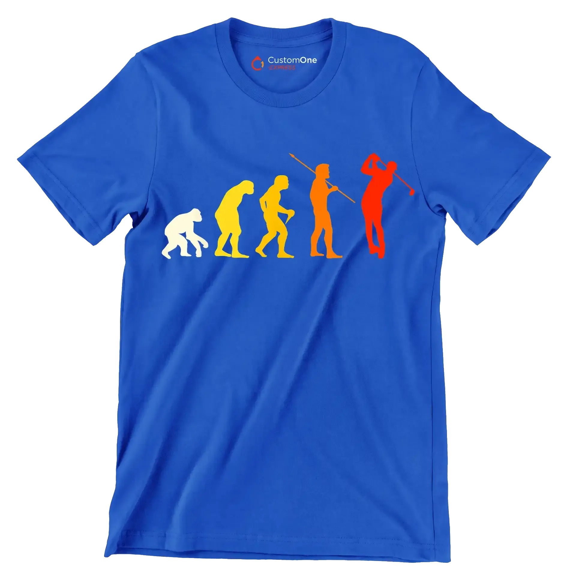 Evolution of the Golfer - Golf Themed T-Shirt-Blue-S-Custom One Express