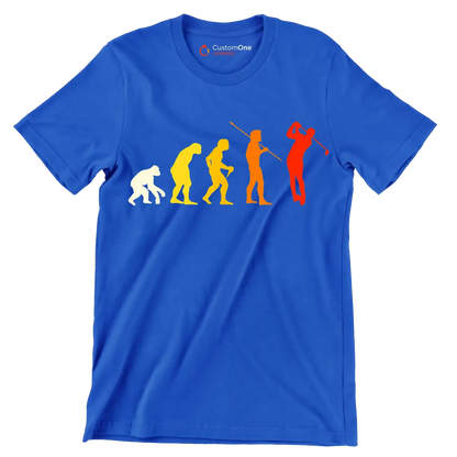 Evolution of the Golfer - Golf Themed T-Shirt-Blue-S-Custom One Express