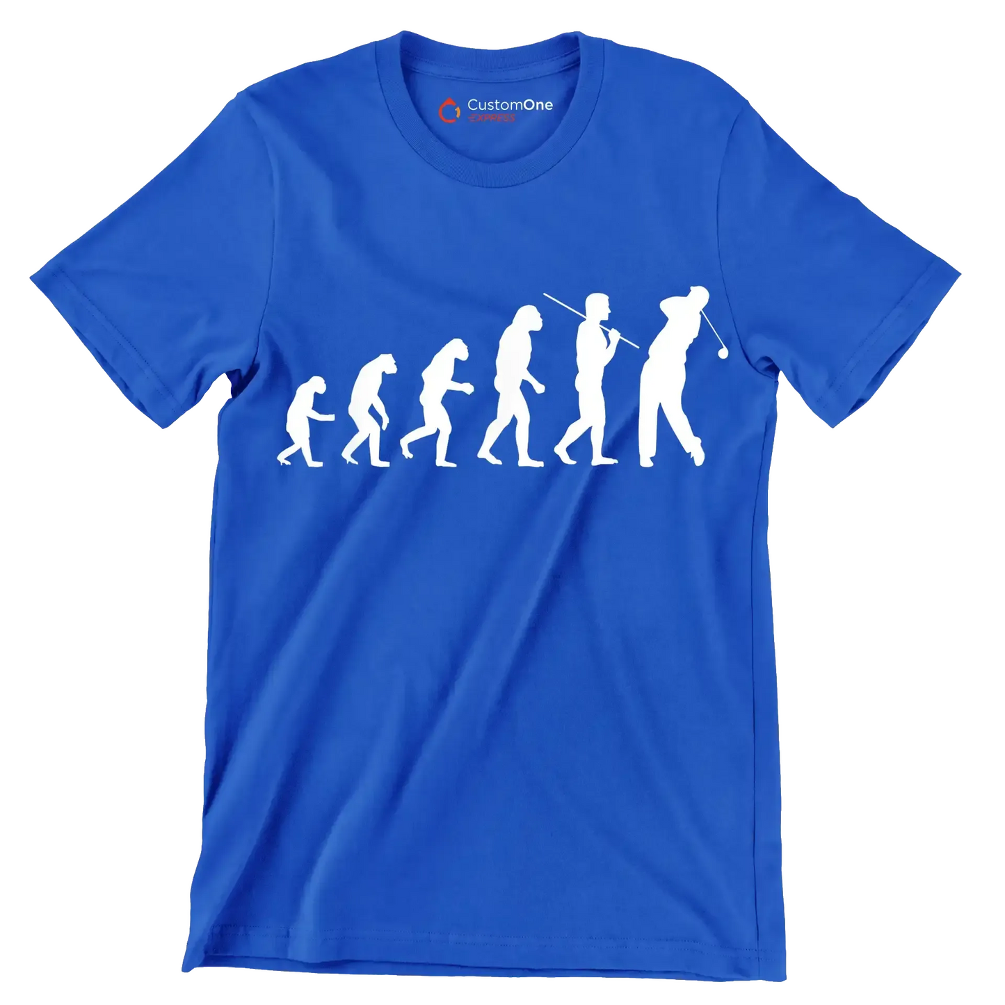 Evolution of the Golfer - Golf Themed T-Shirt-Blue-S-Custom One Express