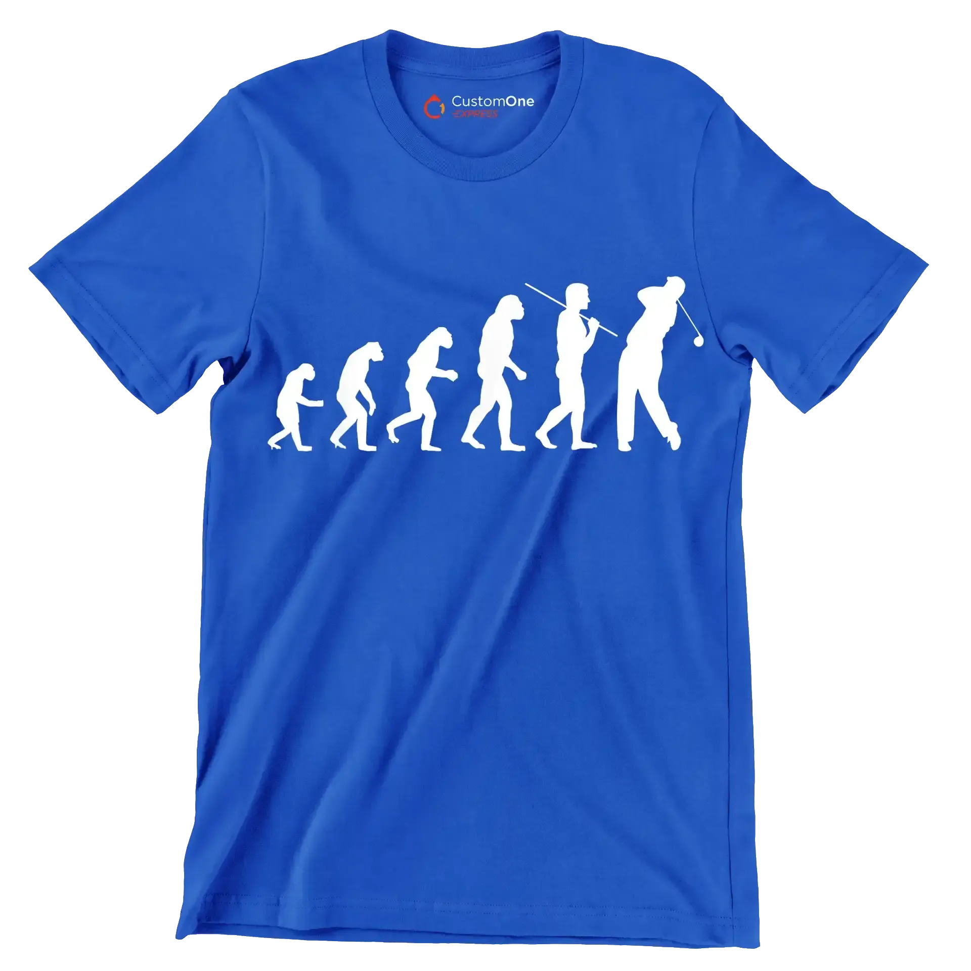 Evolution of the Golfer - Golf Themed T-Shirt-Blue-S-Custom One Express