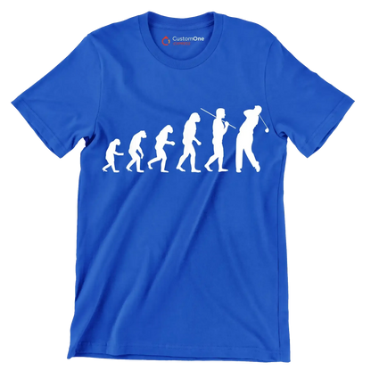 Evolution of the Golfer - Golf Themed T-Shirt-Blue-S-Custom One Express
