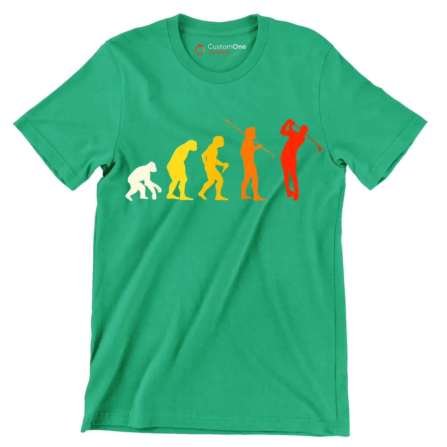 Evolution of the Golfer - Golf Themed T-Shirt-Green-S-Custom One Express