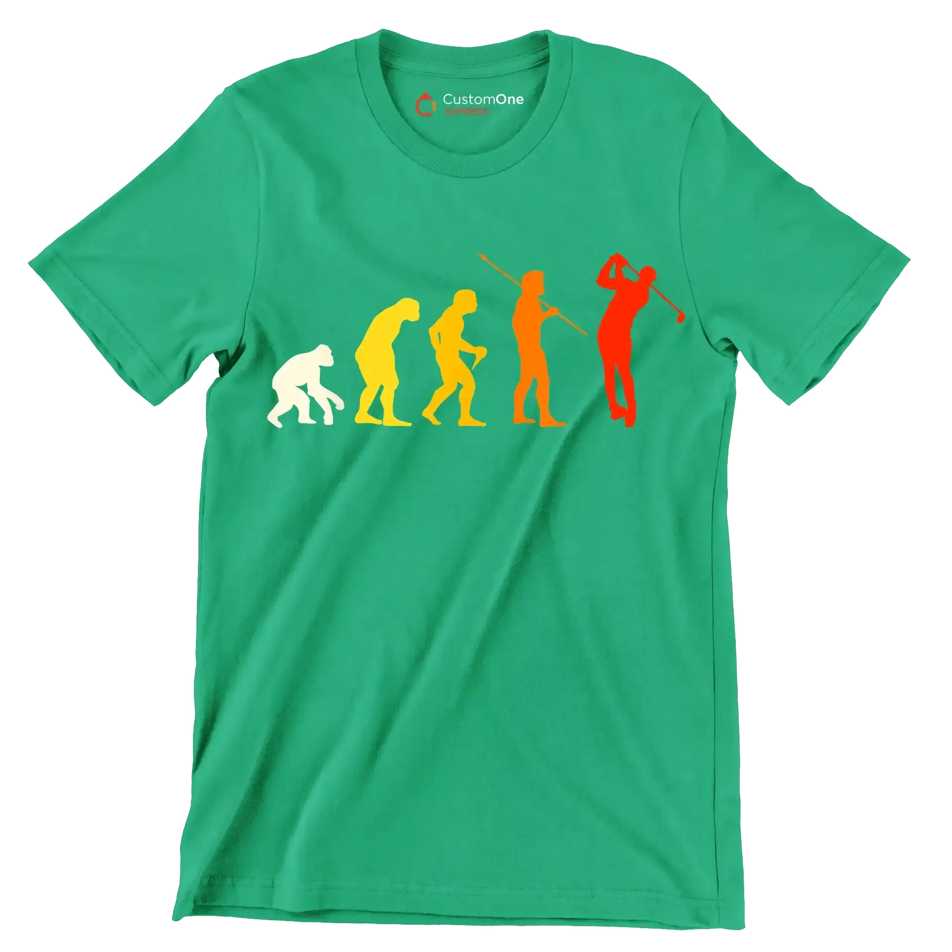 Evolution of the Golfer - Golf Themed T-Shirt-Green-S-Custom One Express