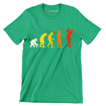 Evolution of the Golfer - Golf Themed T-Shirt-Green-S-Custom One Express