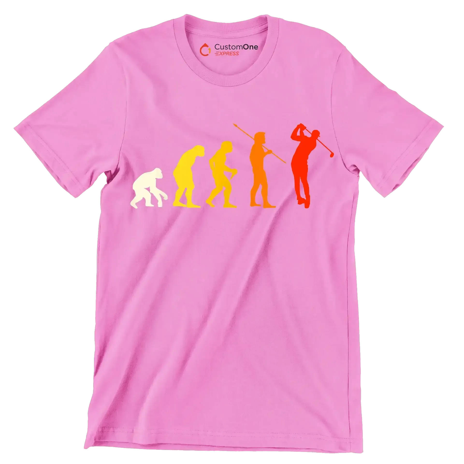 Evolution of the Golfer - Golf Themed T-Shirt-Pink-S-Custom One Express