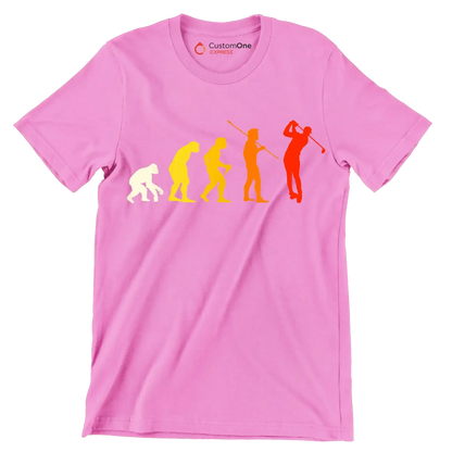 Evolution of the Golfer - Golf Themed T-Shirt-Pink-S-Custom One Express